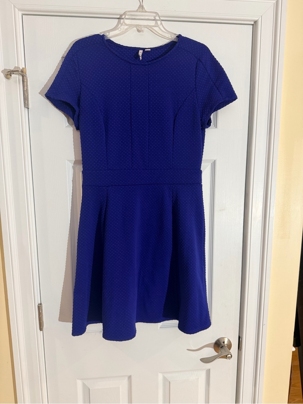 Ladies Size Large "Elle" Royal Blue Short Sleeve Fit & Flare Dress GUC